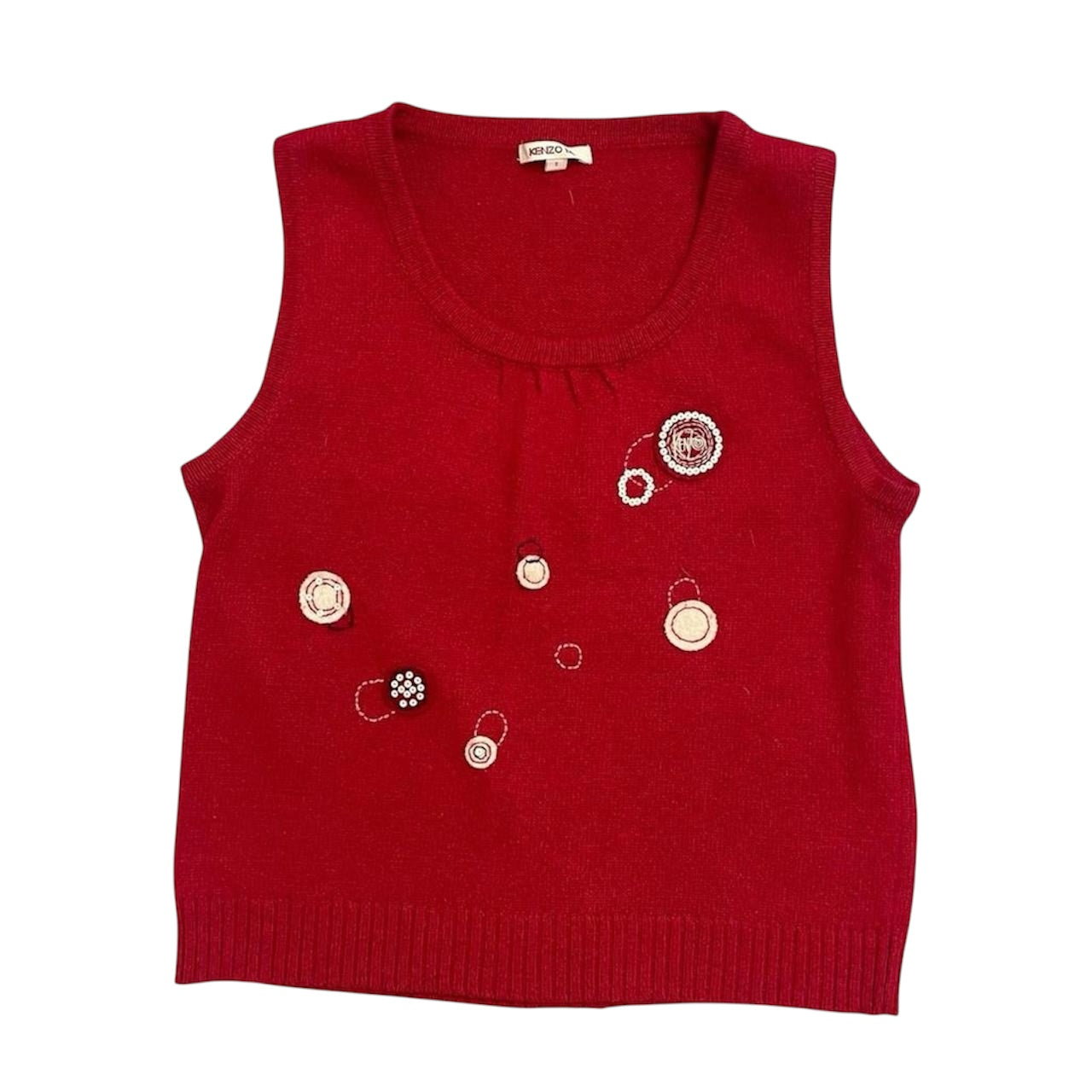 Kenzo red angora blend knit tank top.