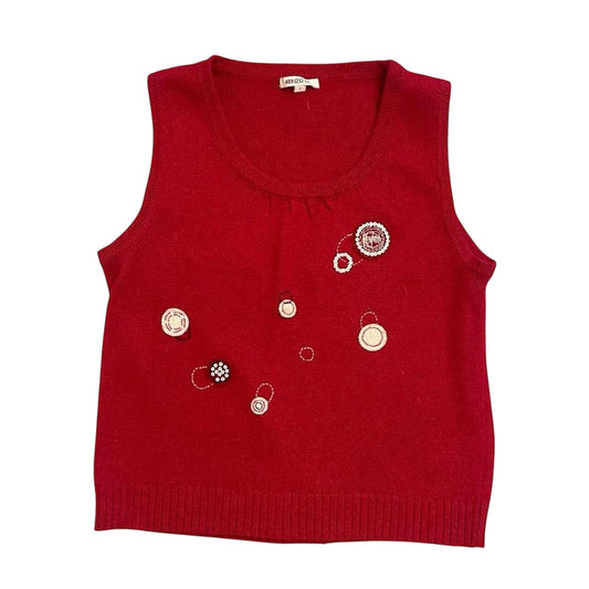 Kenzo red angora blend knit tank top.