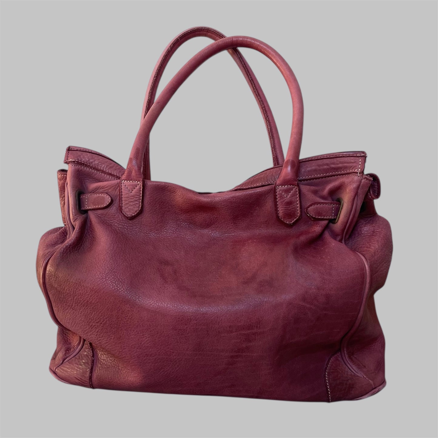 SOLD - Pink (large) leather Firkin bag.