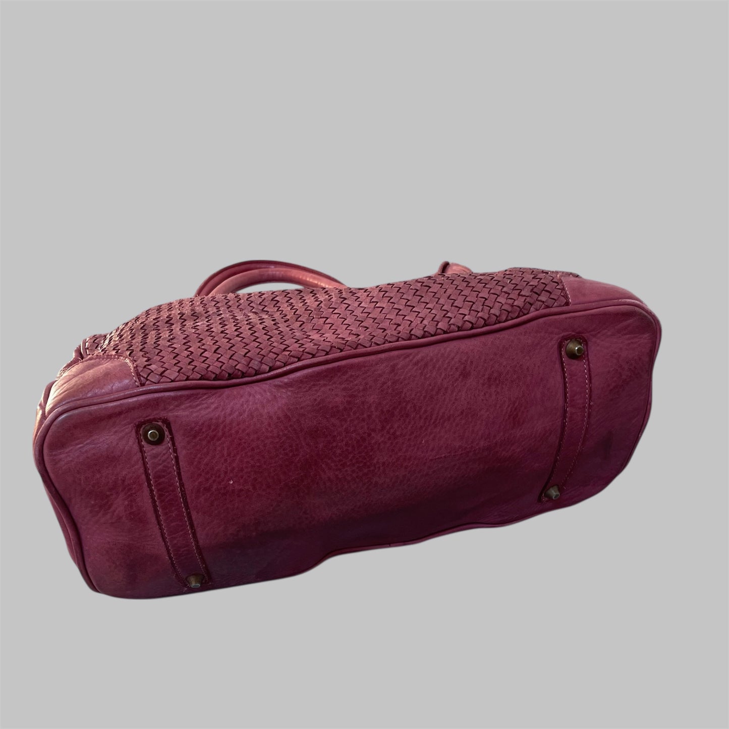 SOLD - Pink (large) leather Firkin bag.