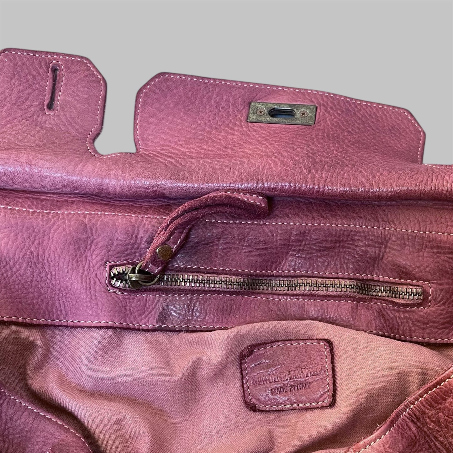 SOLD - Pink (large) leather Firkin bag.