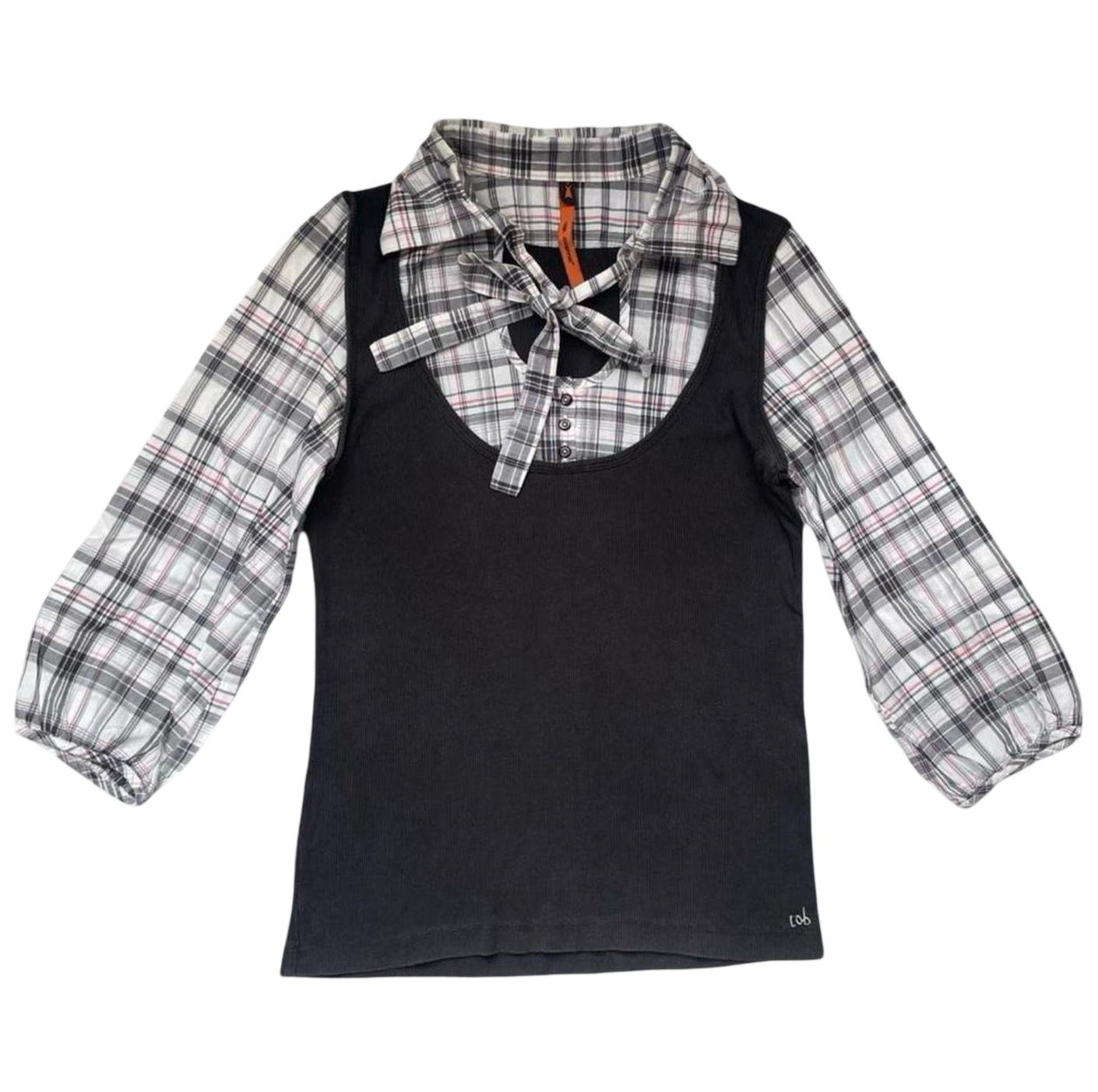 Cop copine plaid milkmaid top.