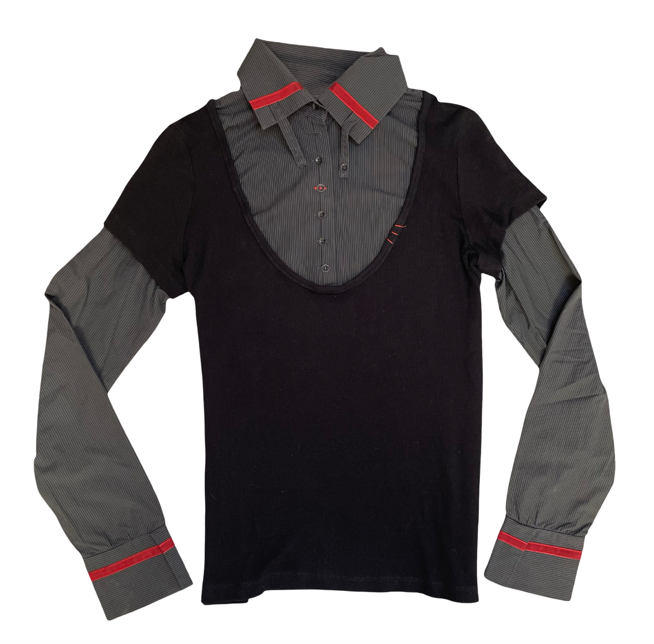Cop copine black and grey layered top.