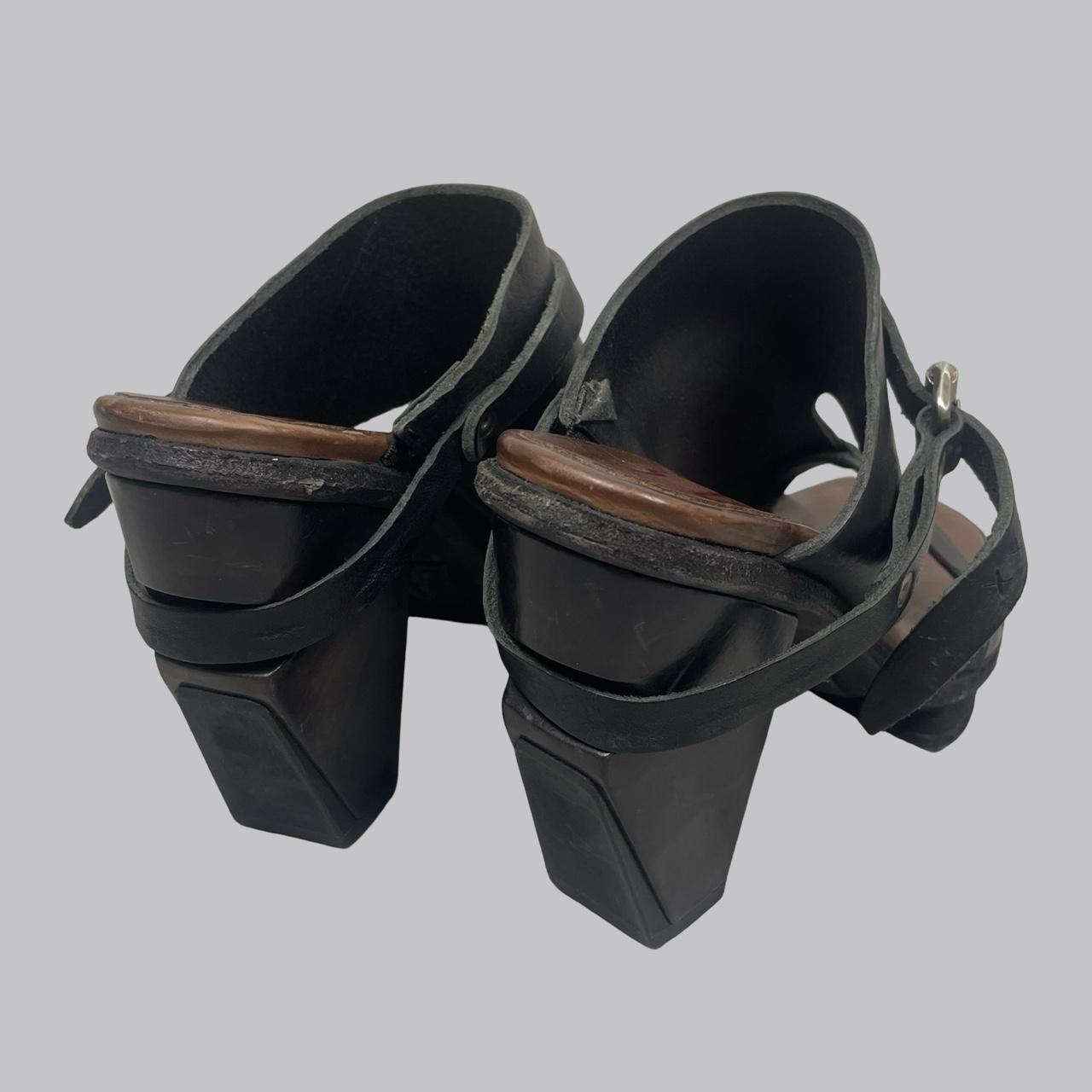 A.S.98 black leather heeled sandals.