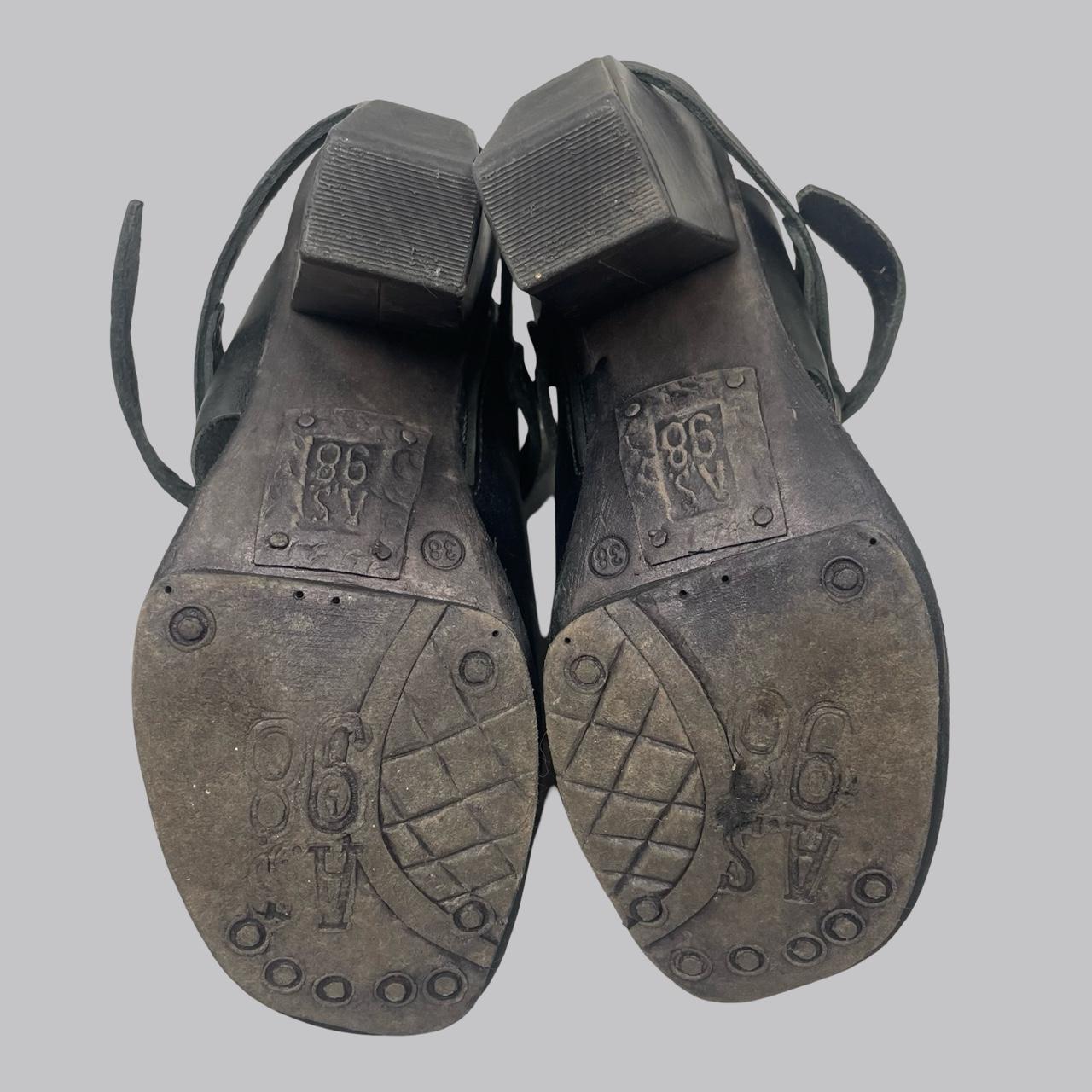 A.S.98 black leather heeled sandals.