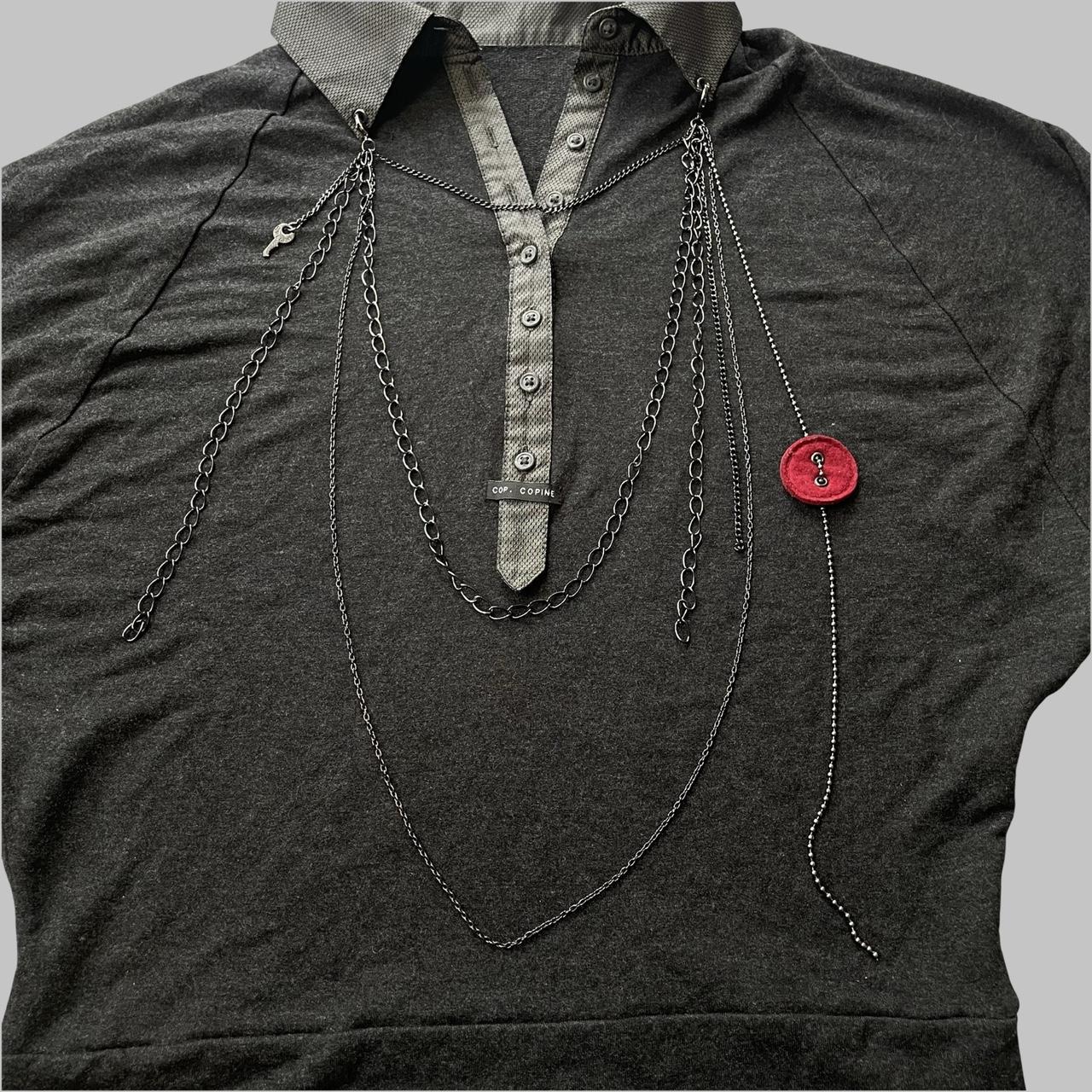 Cop copine dark grey polo top with removable silver necklace