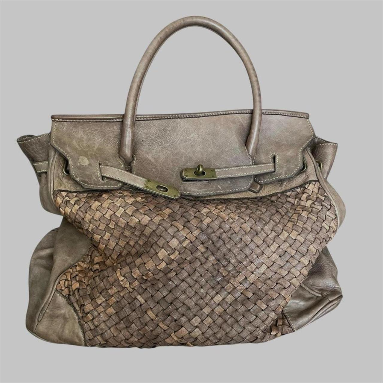 Beige (large) taupe leather Firkin bag.