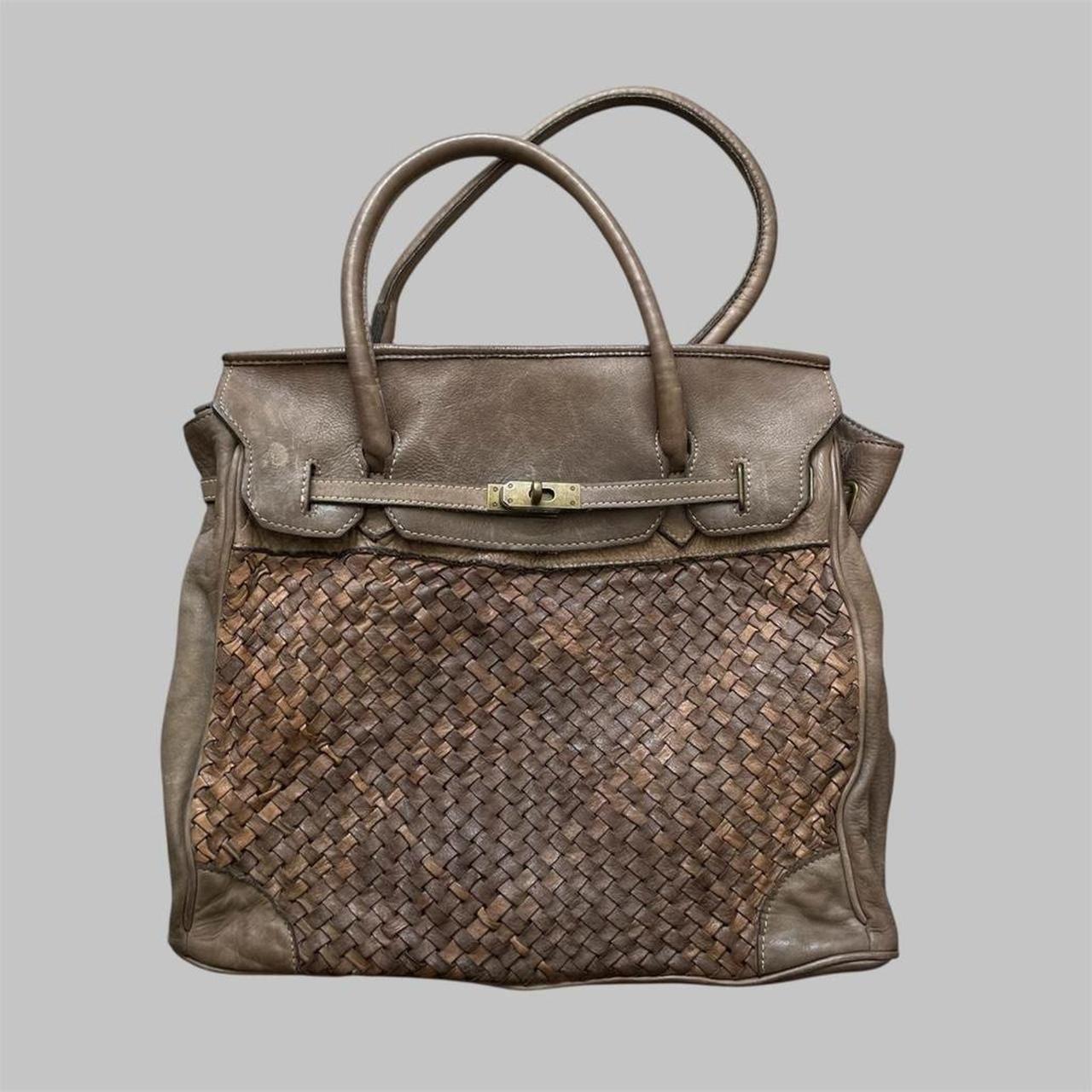 Beige (large) taupe leather Firkin bag.