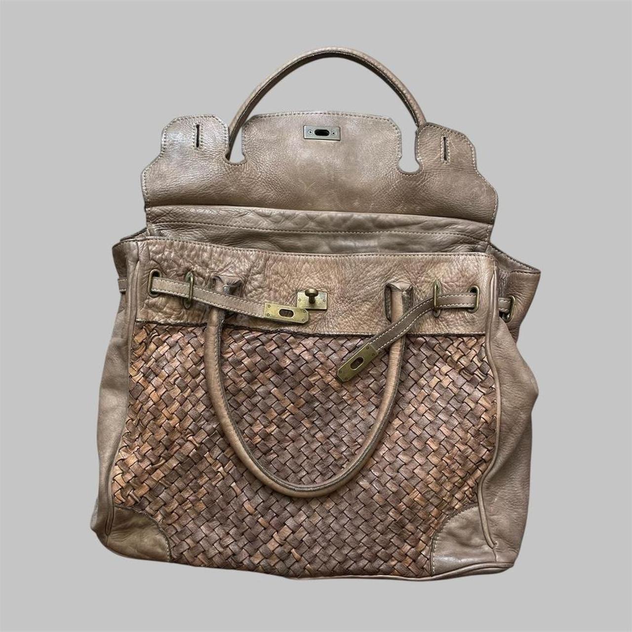 Beige (large) taupe leather Firkin bag.