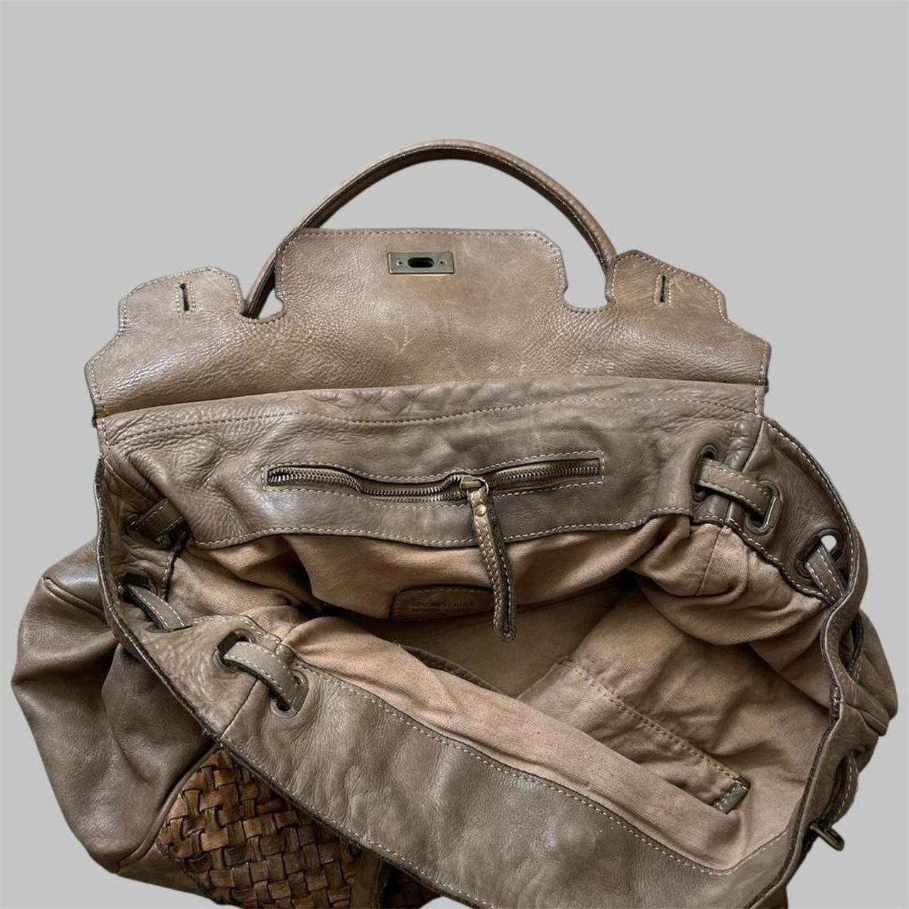 Beige (large) taupe leather Firkin bag.