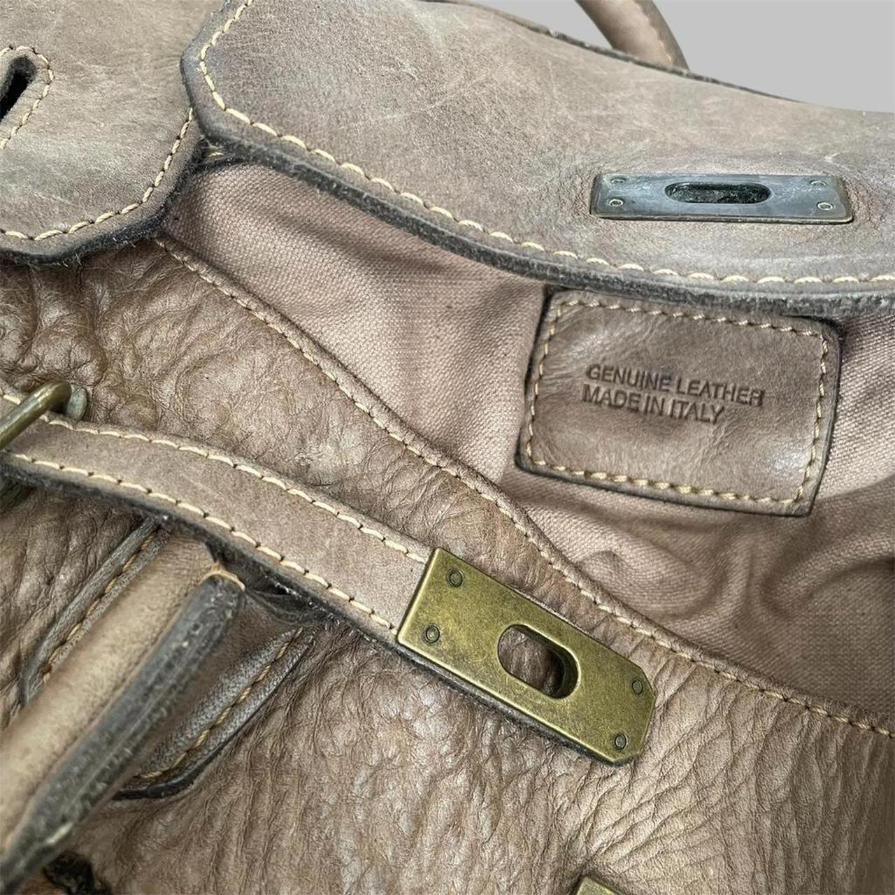Beige (large) taupe leather Firkin bag.