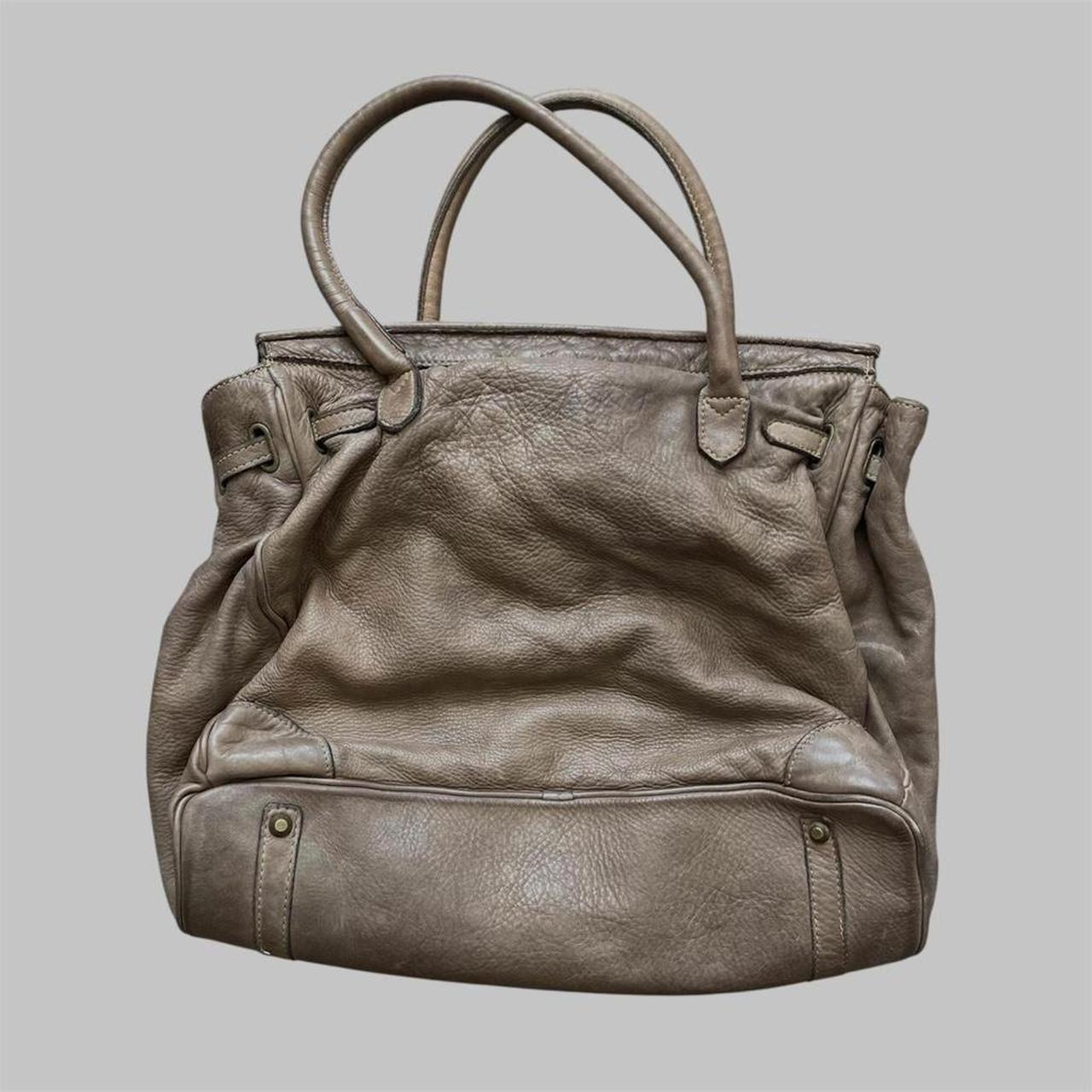Beige (large) taupe leather Firkin bag.