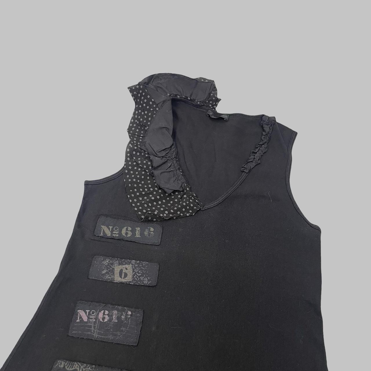 IKKS black mesh ruffle top.