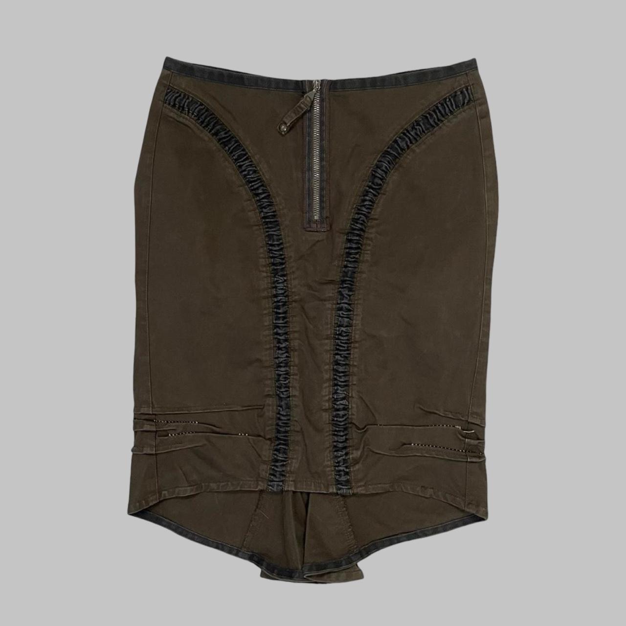 Marithé François Girbaud ruched brown cargo skirt.