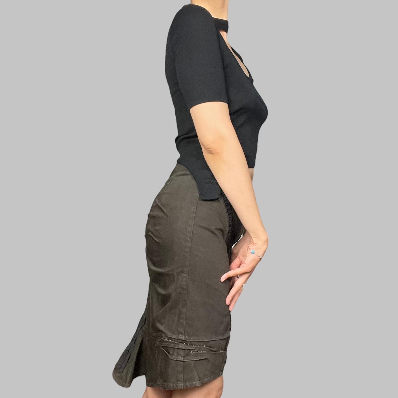 Marithé François Girbaud ruched brown cargo skirt.