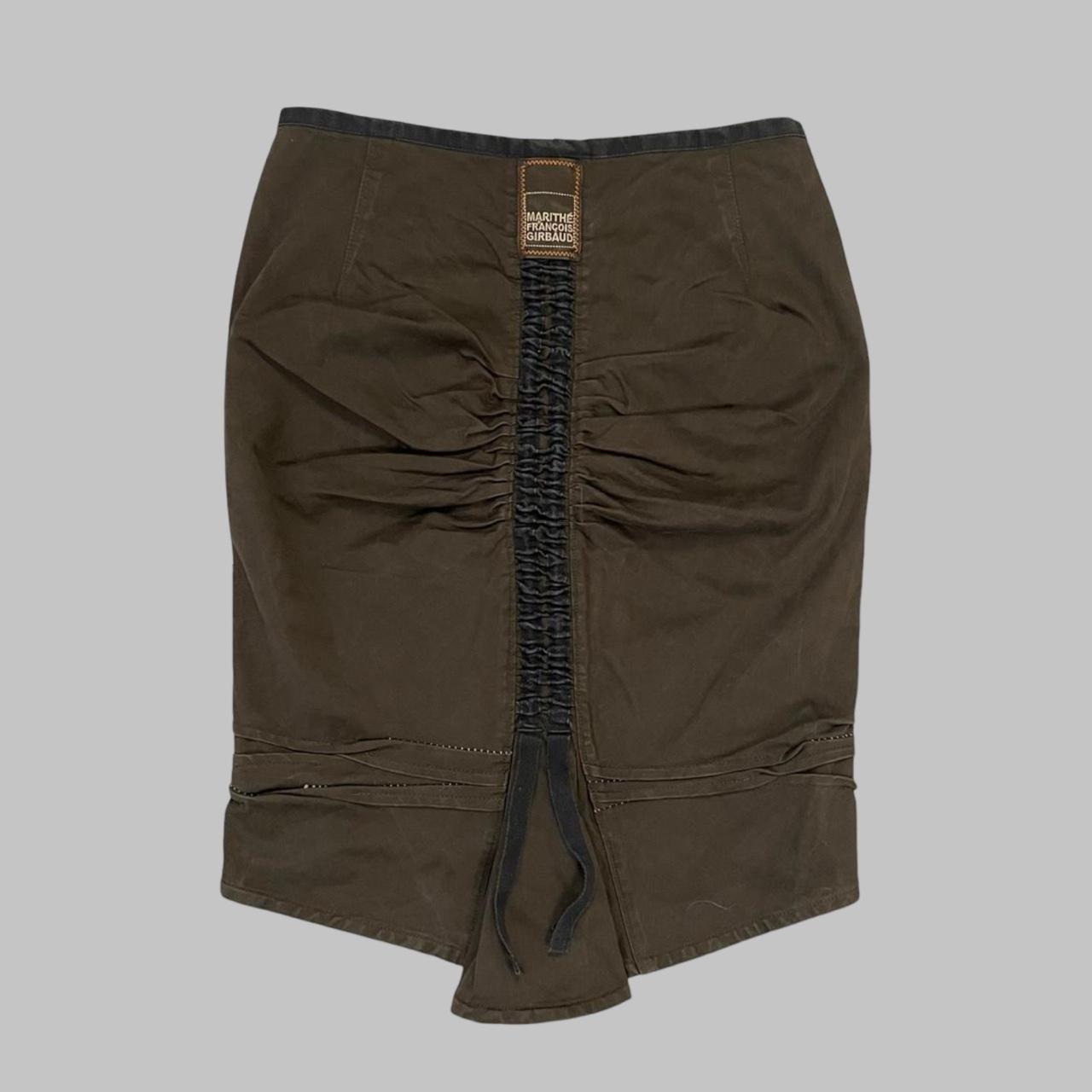 Marithé François Girbaud ruched brown cargo skirt.