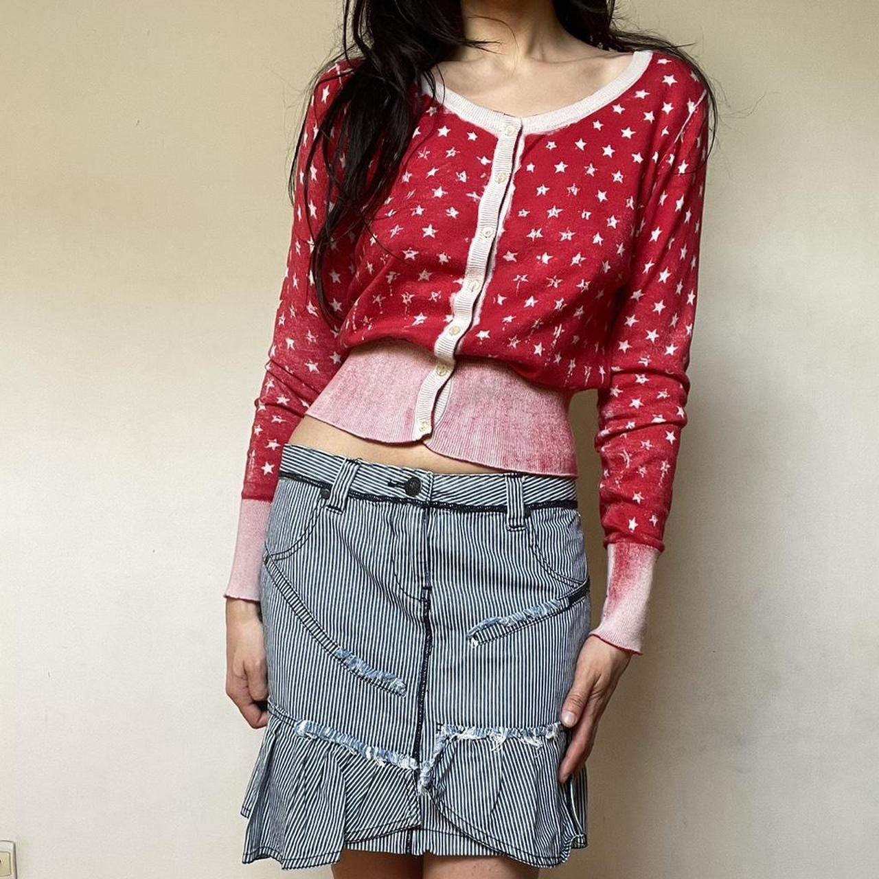 SOLD - Red and white cardigan.