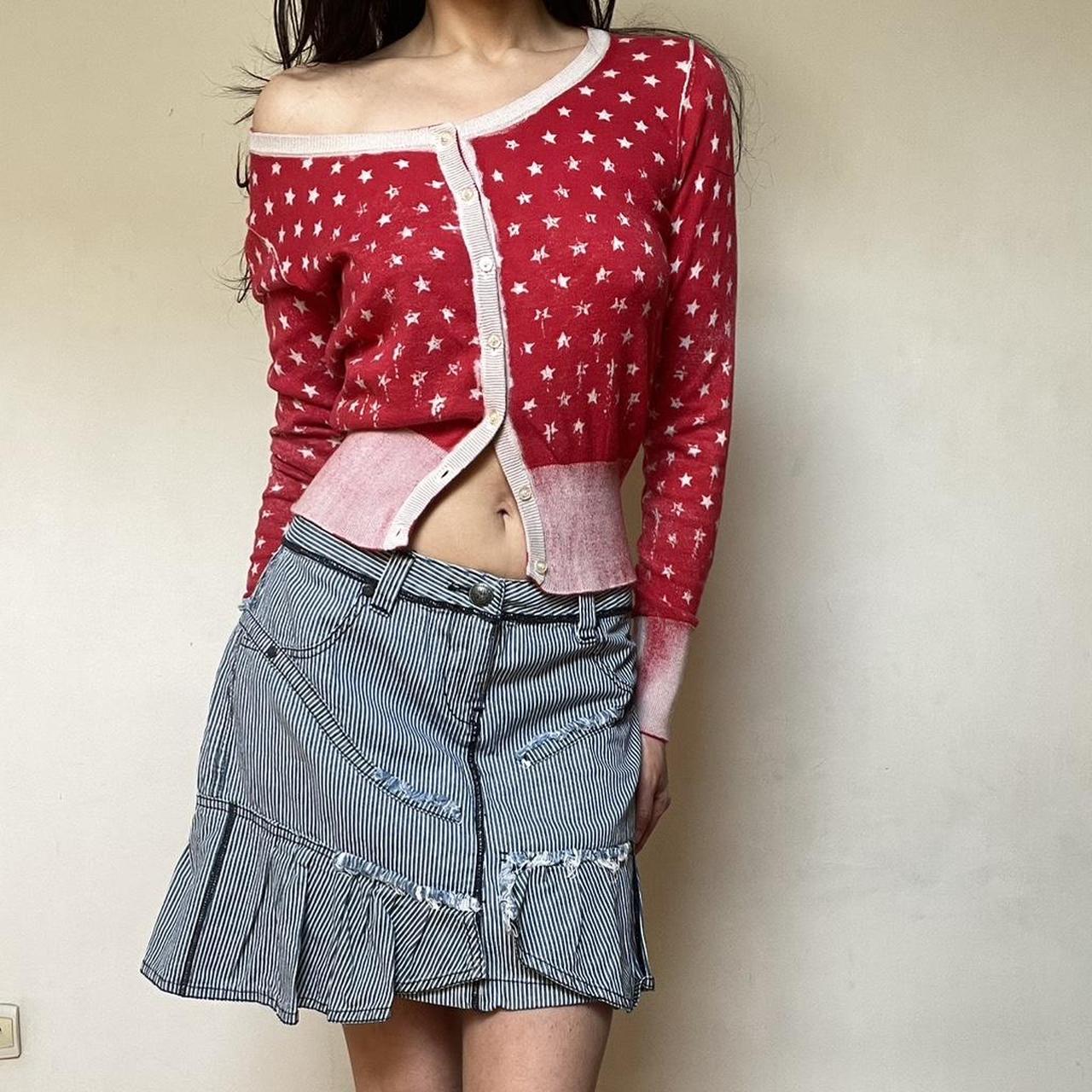 SOLD - Red and white cardigan.