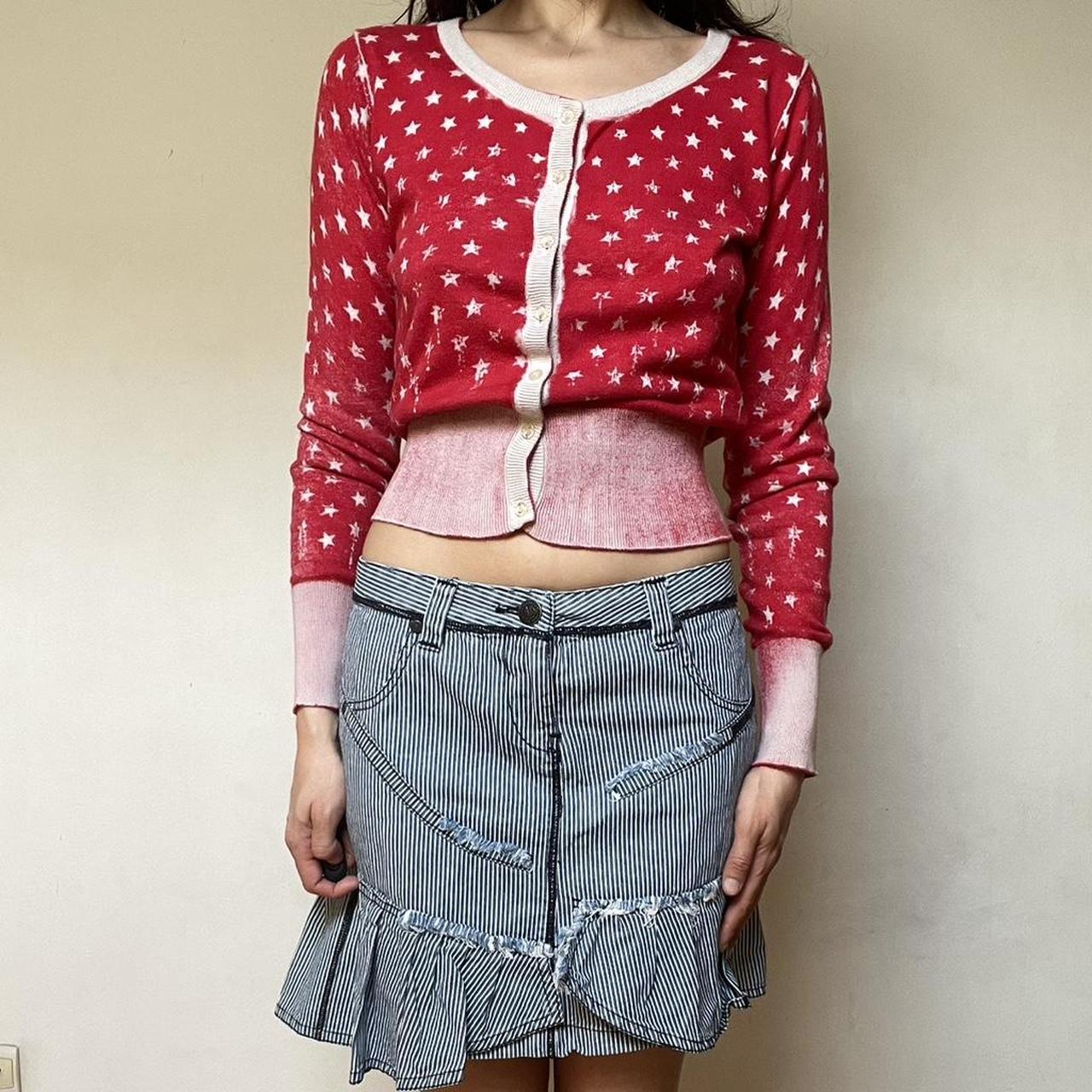 SOLD - Red and white cardigan.