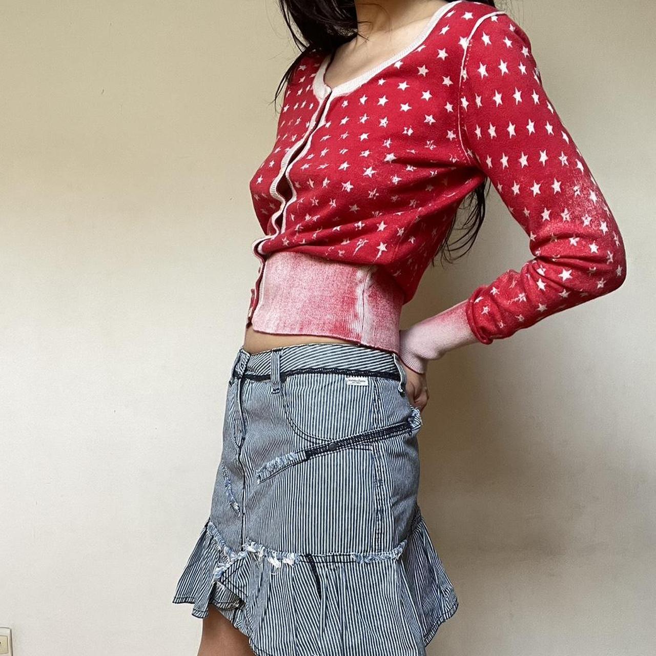 SOLD - Red and white cardigan.