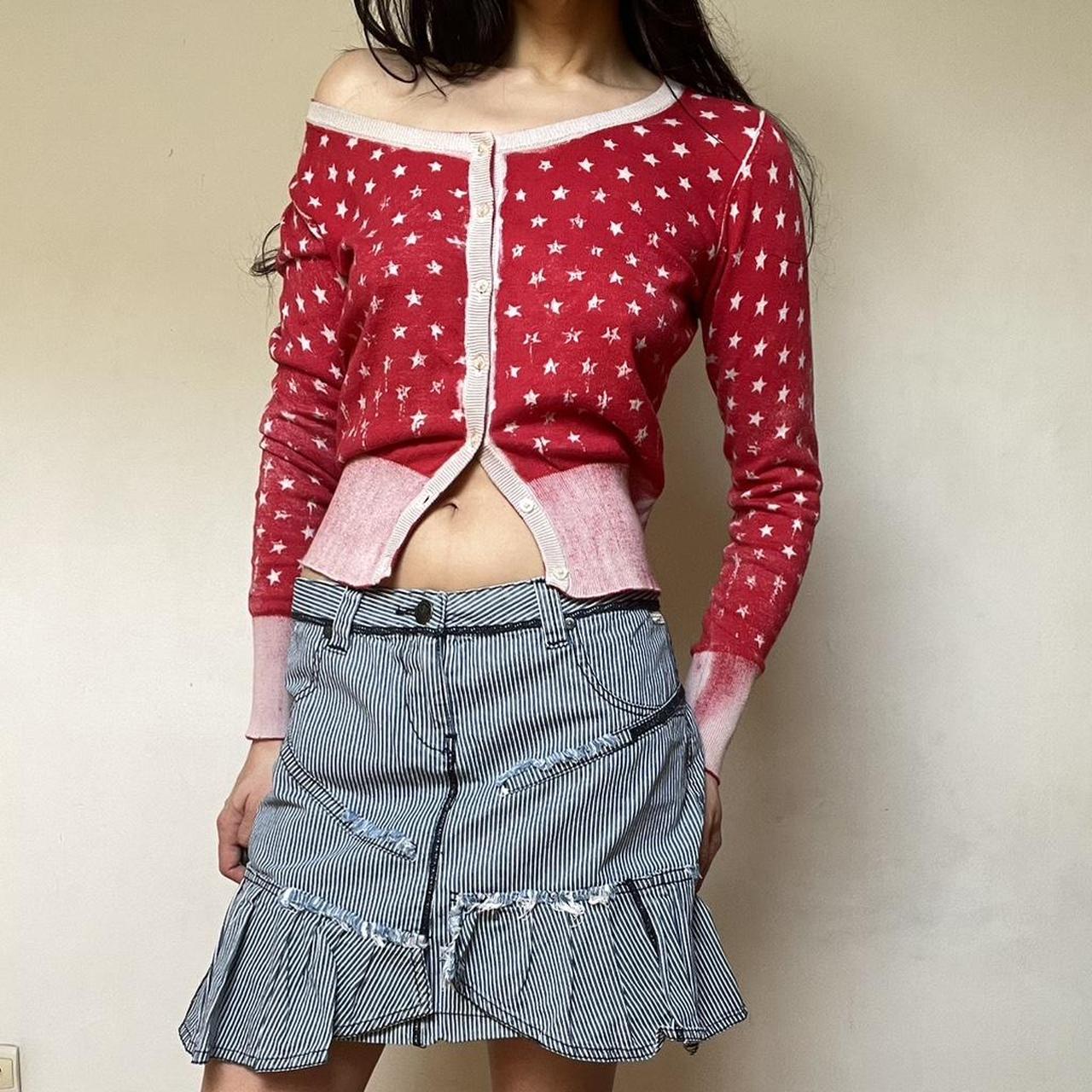 SOLD - Red and white cardigan.