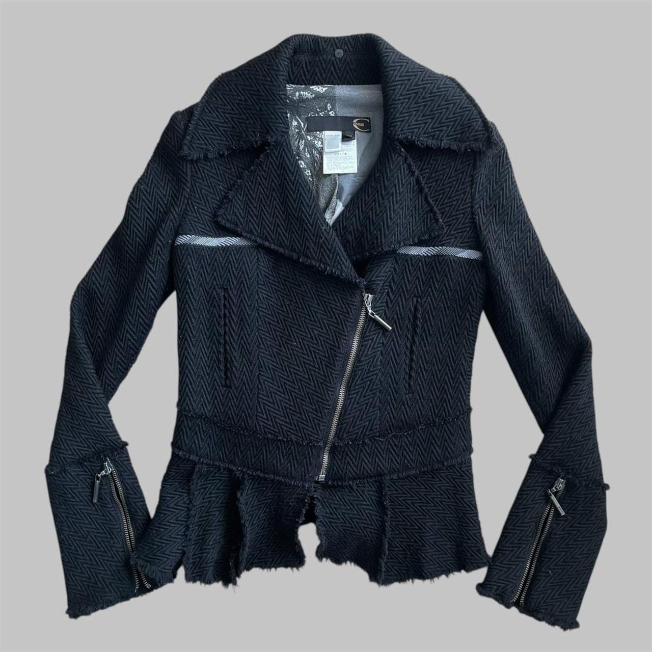 Cavalli black herringbone zip jacket.
