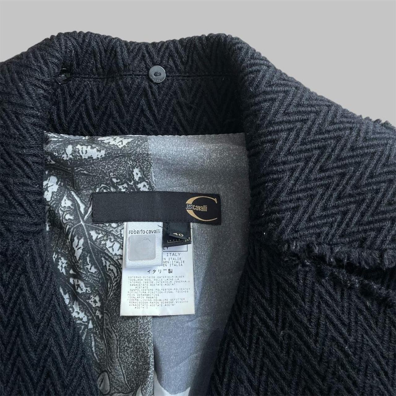 Cavalli black herringbone zip jacket.