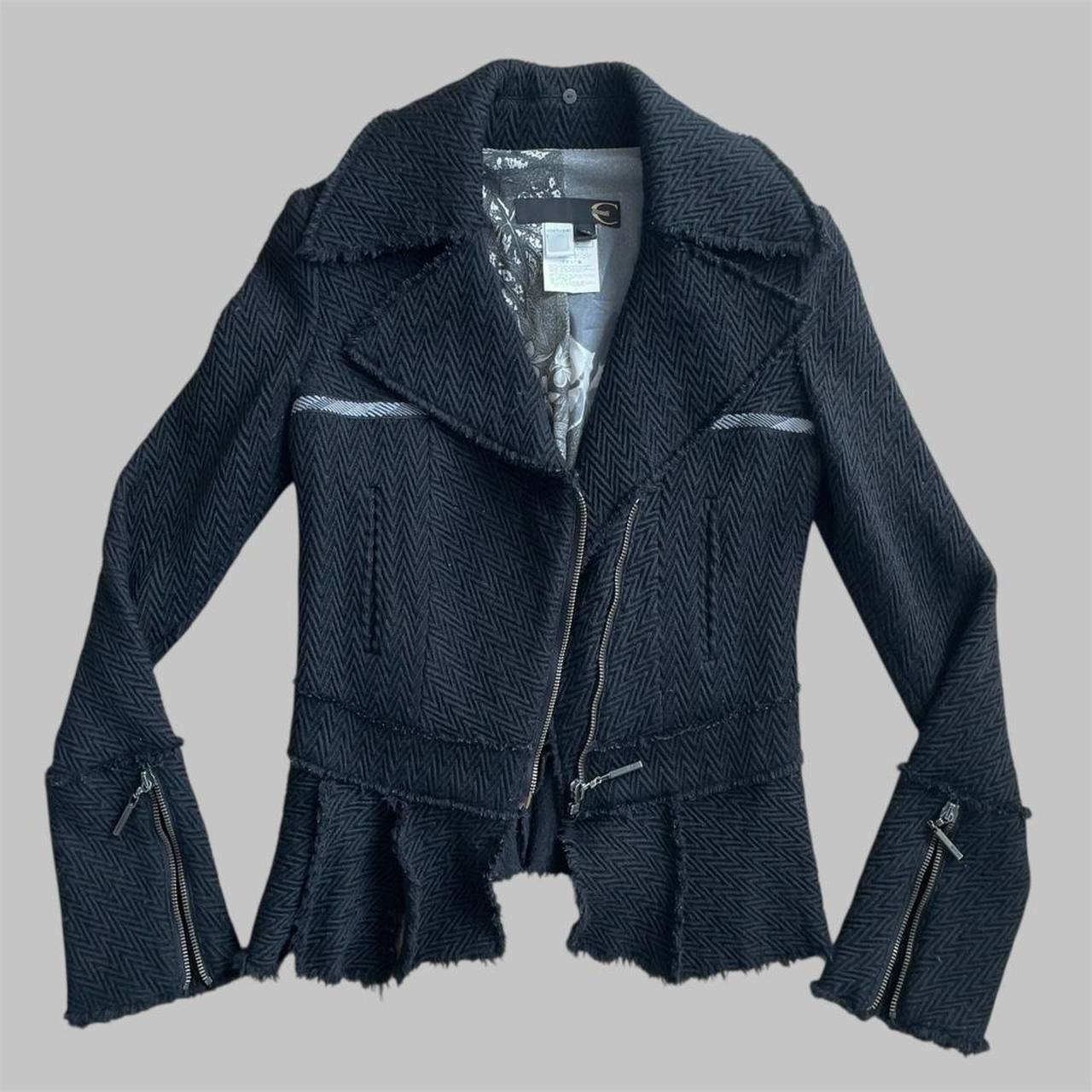 Cavalli black herringbone zip jacket.