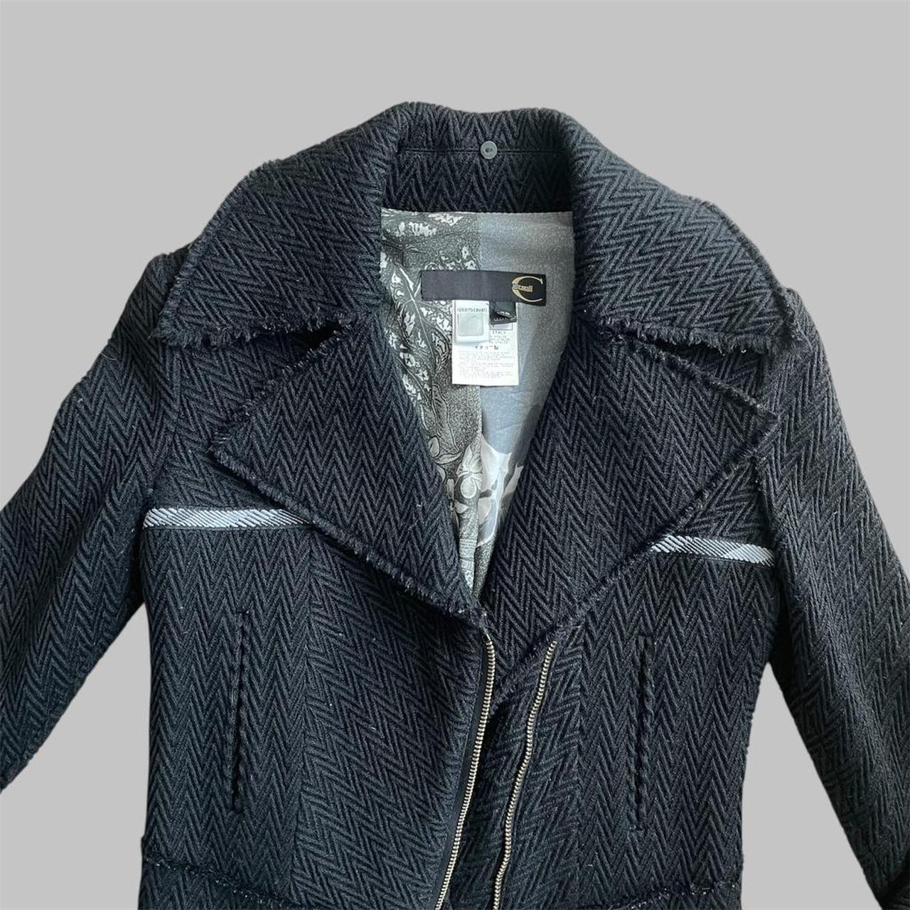 Cavalli black herringbone zip jacket.