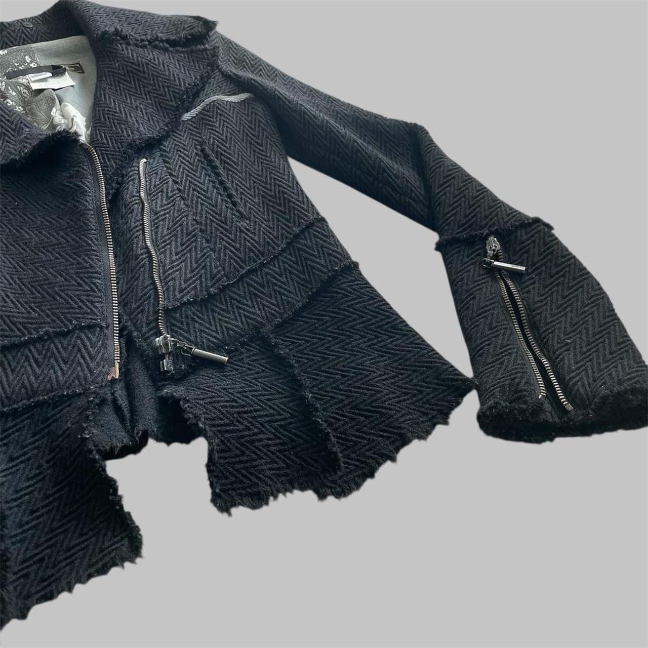 Cavalli black herringbone zip jacket.