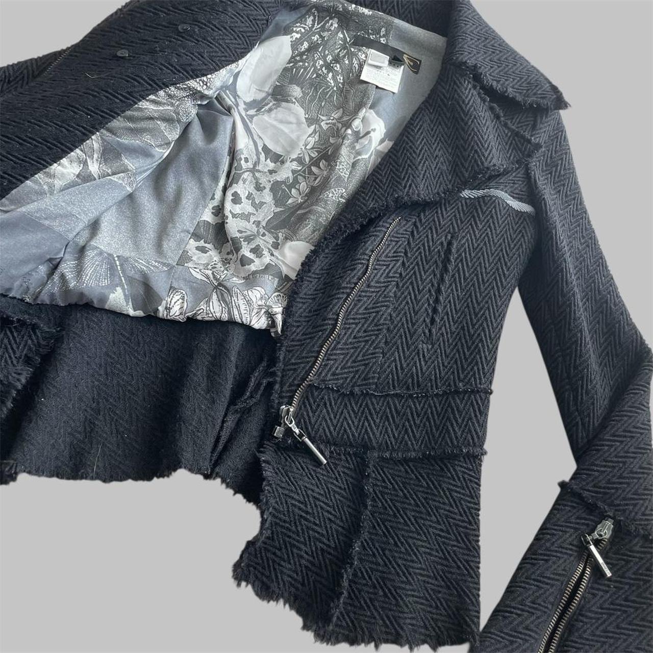 Cavalli black herringbone zip jacket.