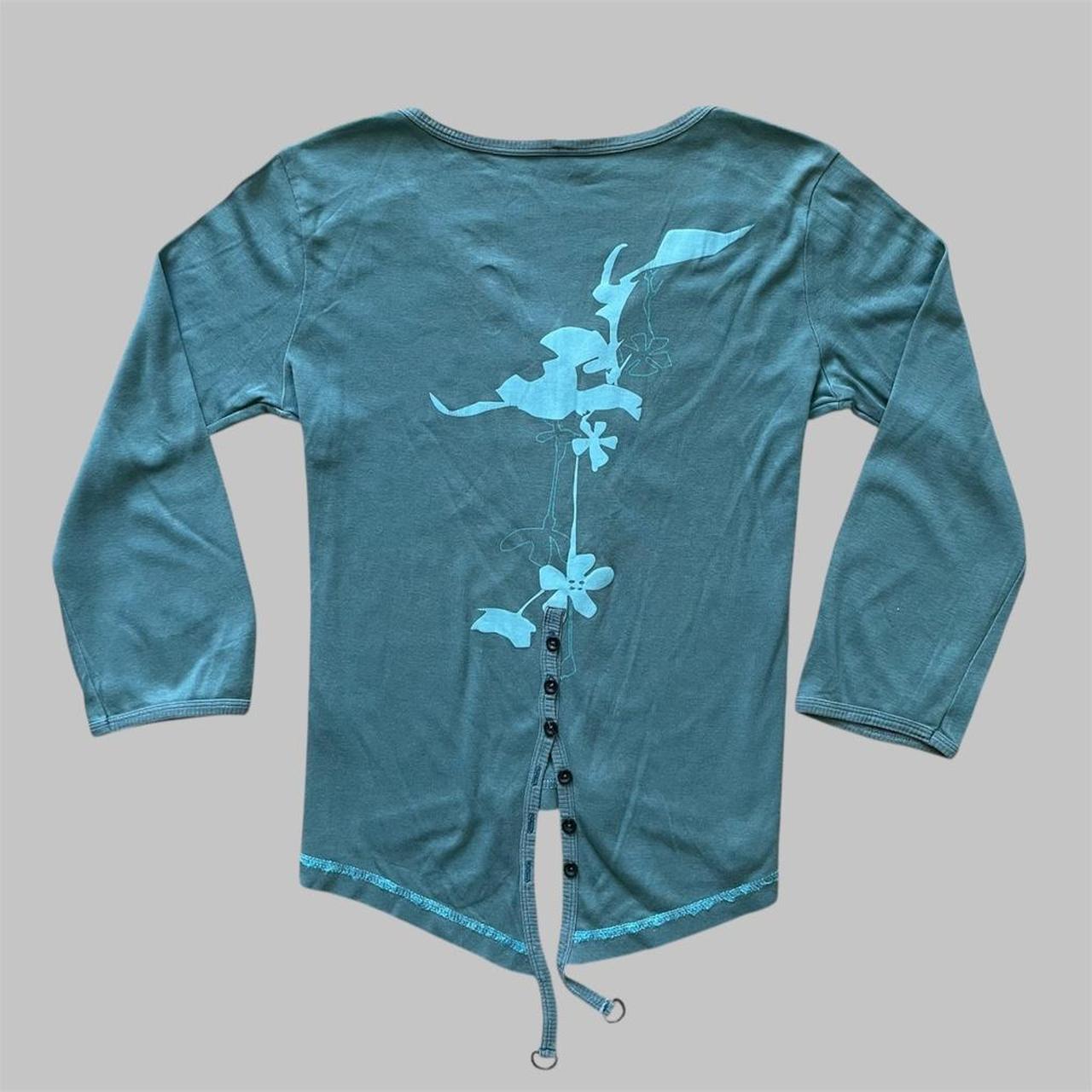 Cop Copine vintage blue buttoned 3/4 sleeve top.