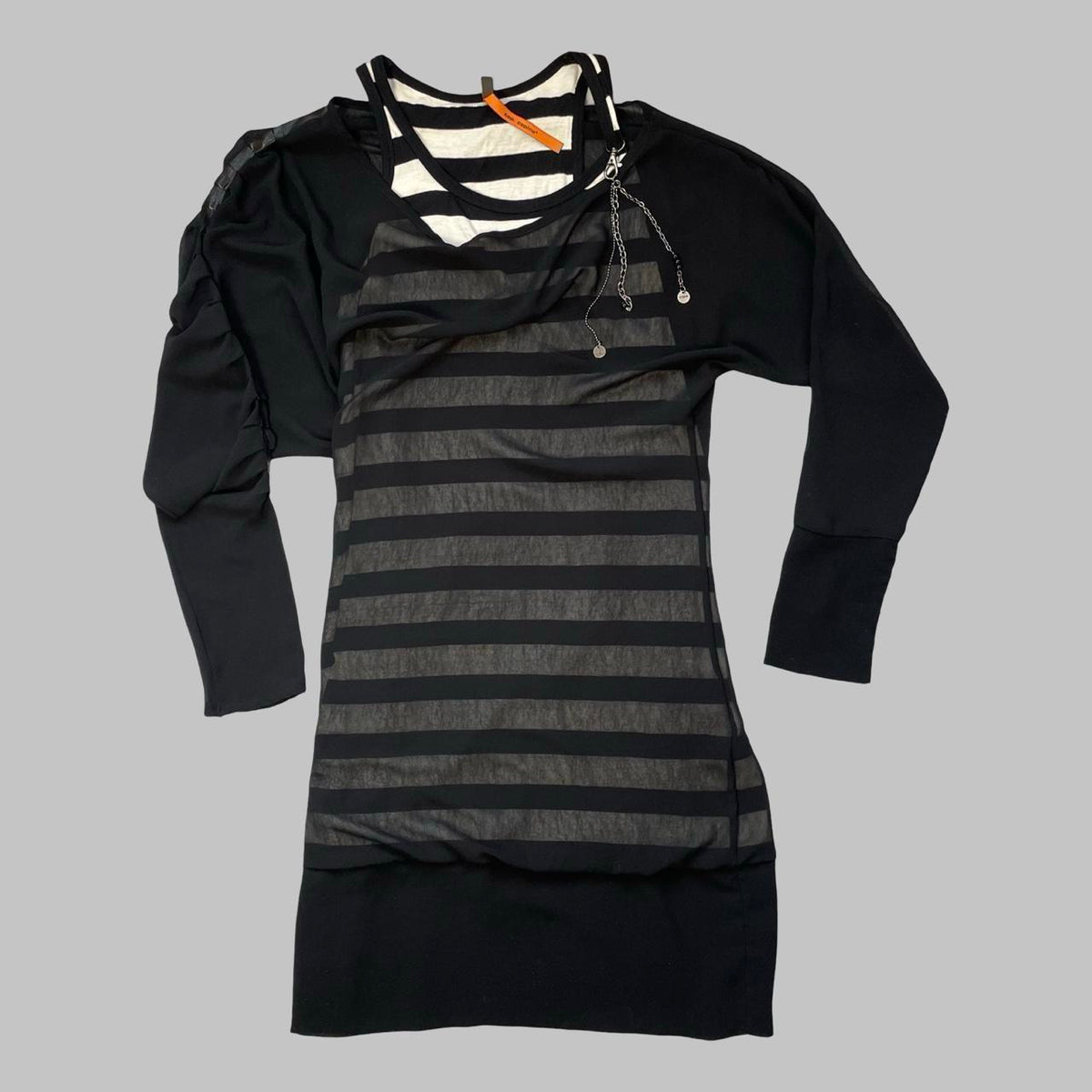 Cop copine layered black mini dress.