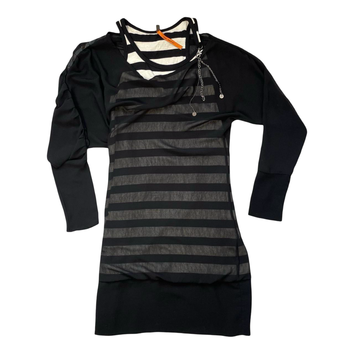 Cop copine layered black mini dress.
