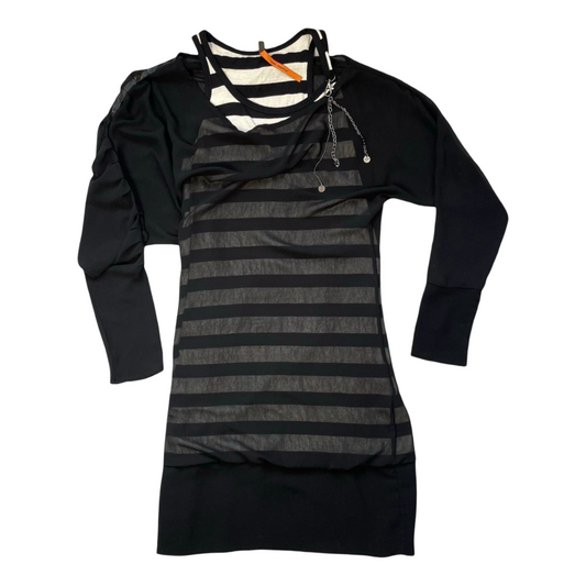 Cop copine layered black mini dress.