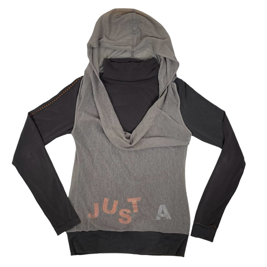Cop Copine grey layered hooded top.