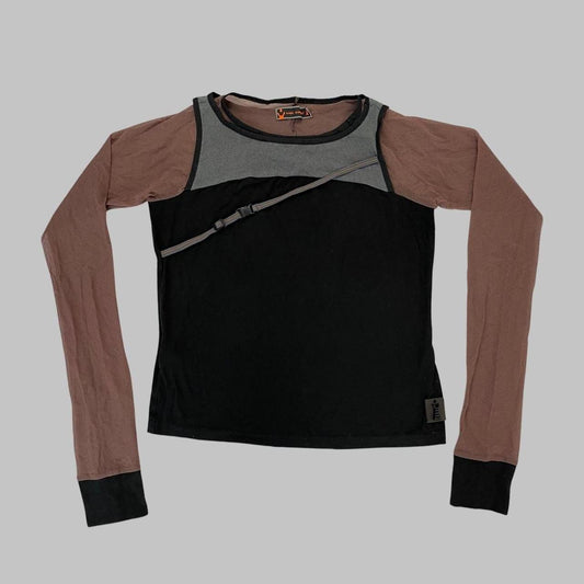 Cop copine black and brown tan mesh top