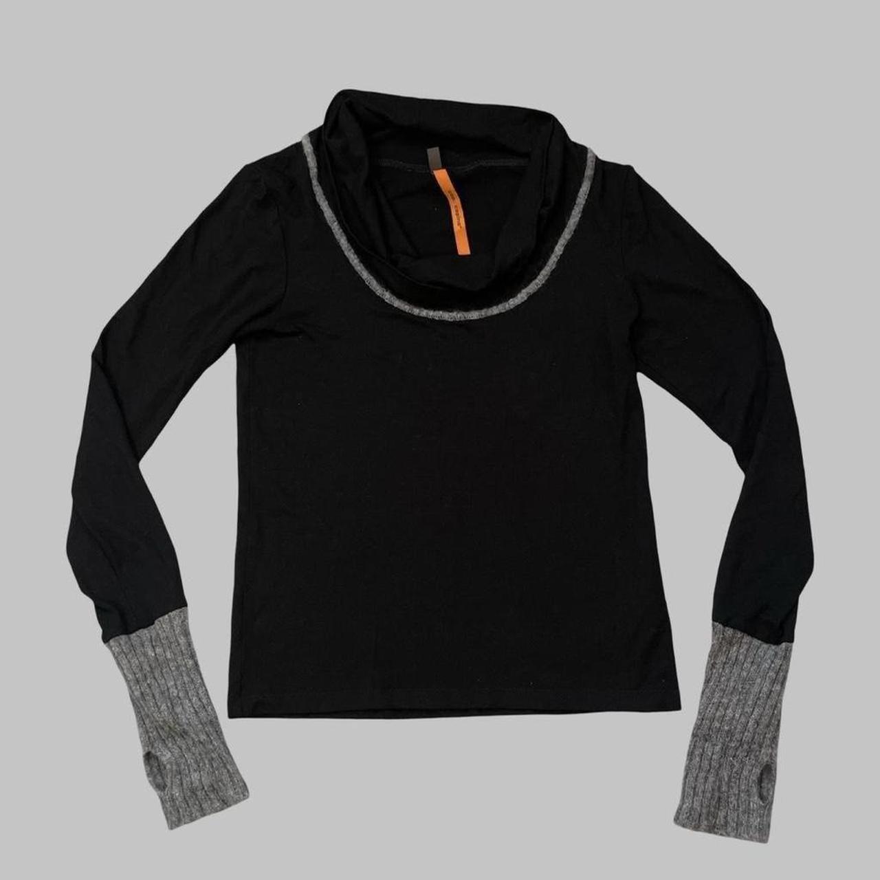 Cop copine black and grey bi material cowl neck top.