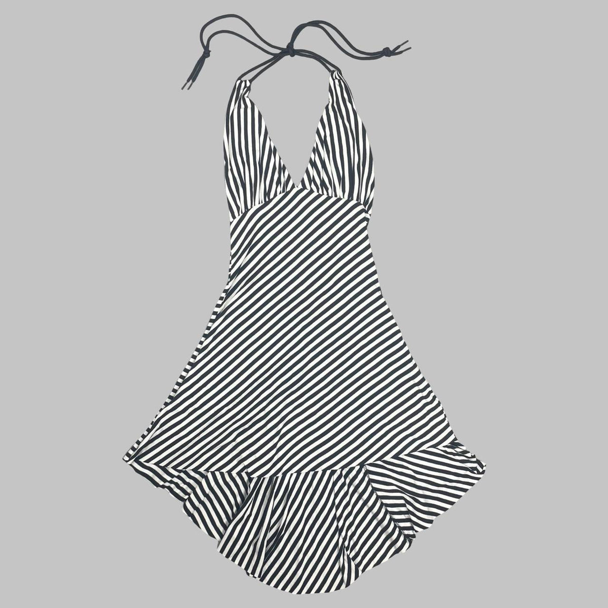 Italian striped halter dress.