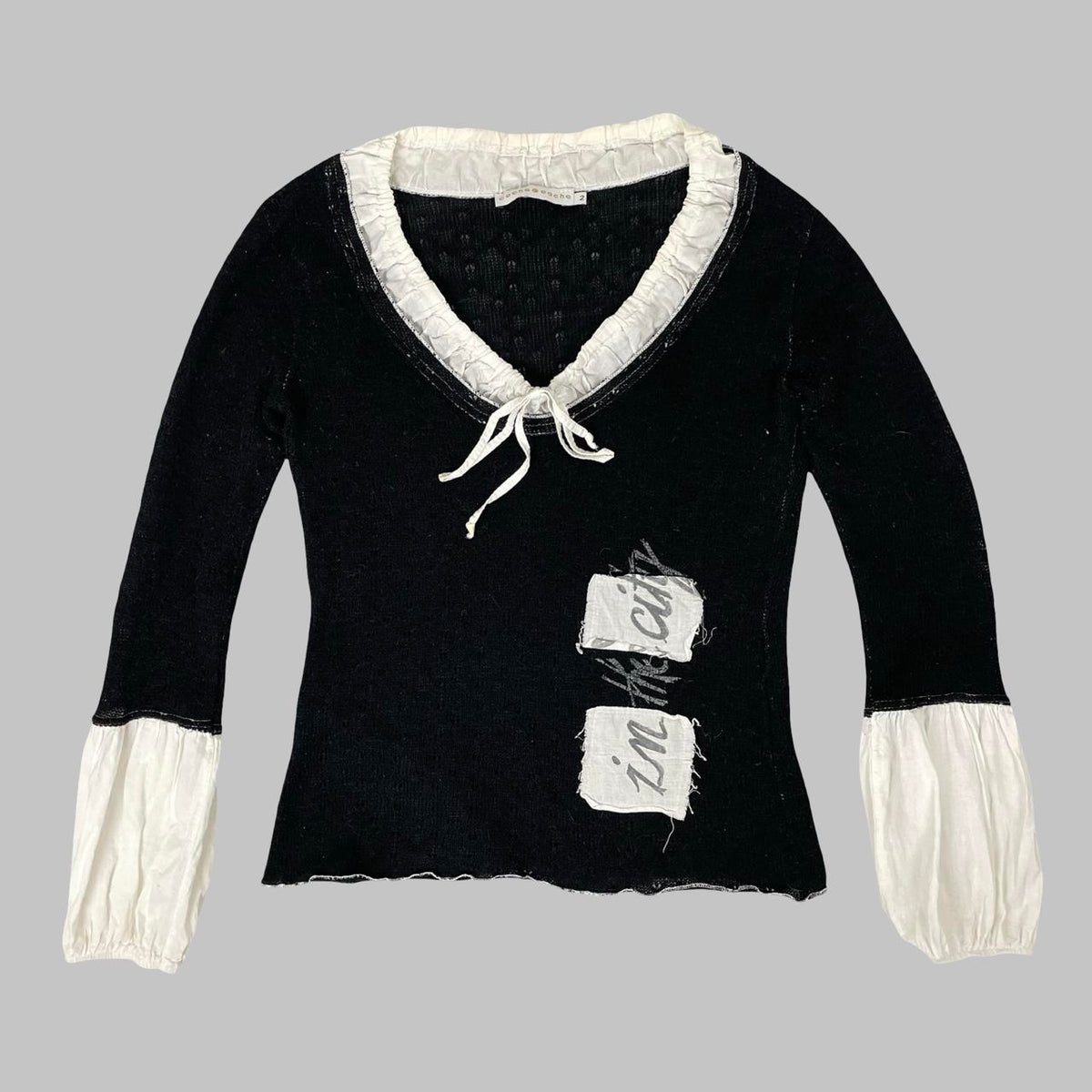 Vintage French milkmaid black sheer knit top. — photo 1