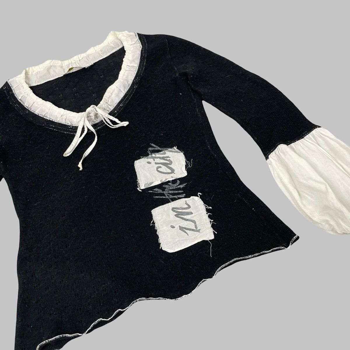 Vintage French milkmaid black sheer knit top. — photo 2