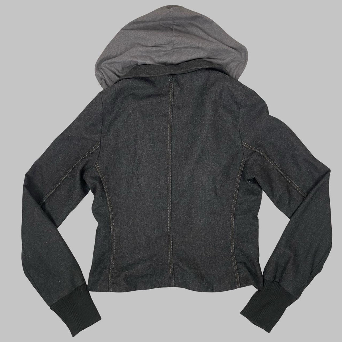 Cop Copine dark grey wool blazer with integrated cotton hood. — photo 3