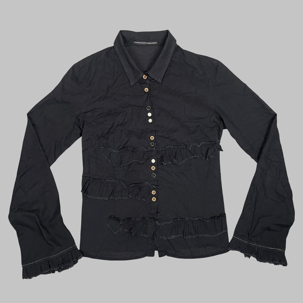 Marithé + François Girbaud black ruffled button-up shirt. — photo 1