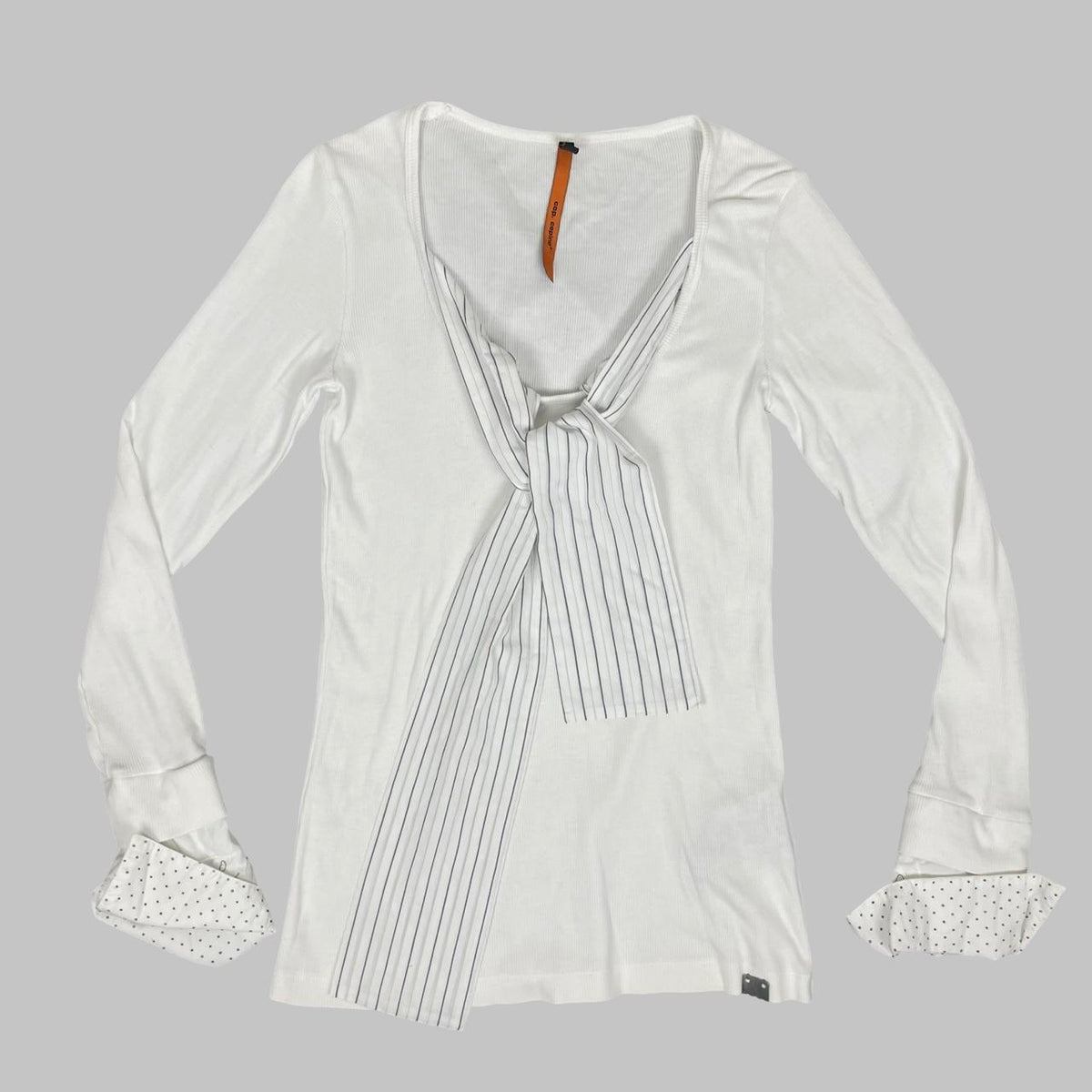 Cop Copine white cotton blouse with integrated scarf. — photo 2
