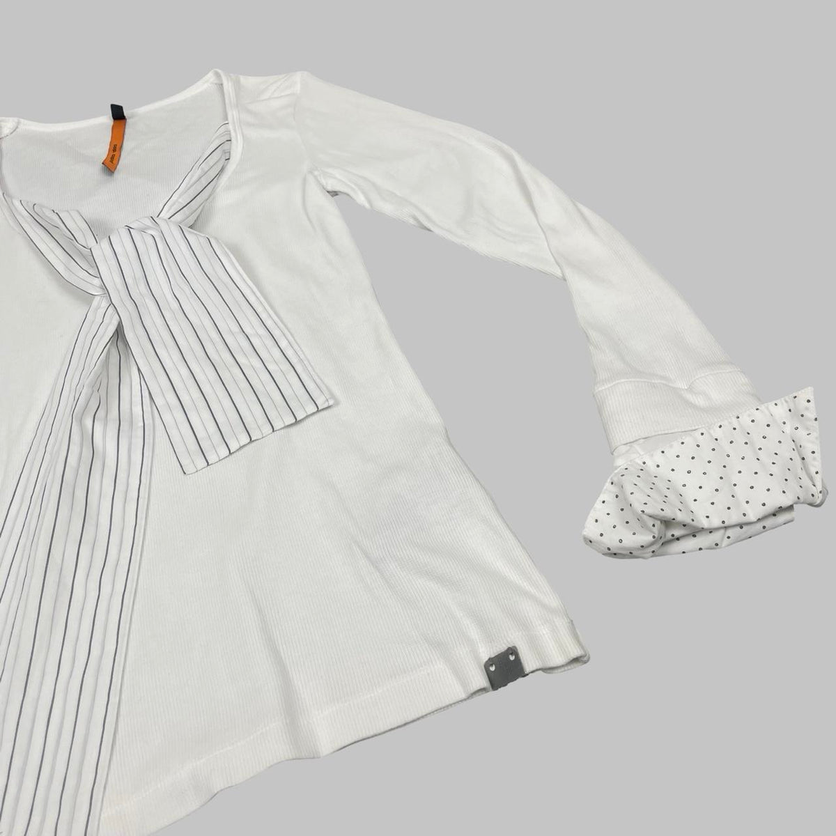 Cop Copine white cotton blouse with integrated scarf. — photo 3