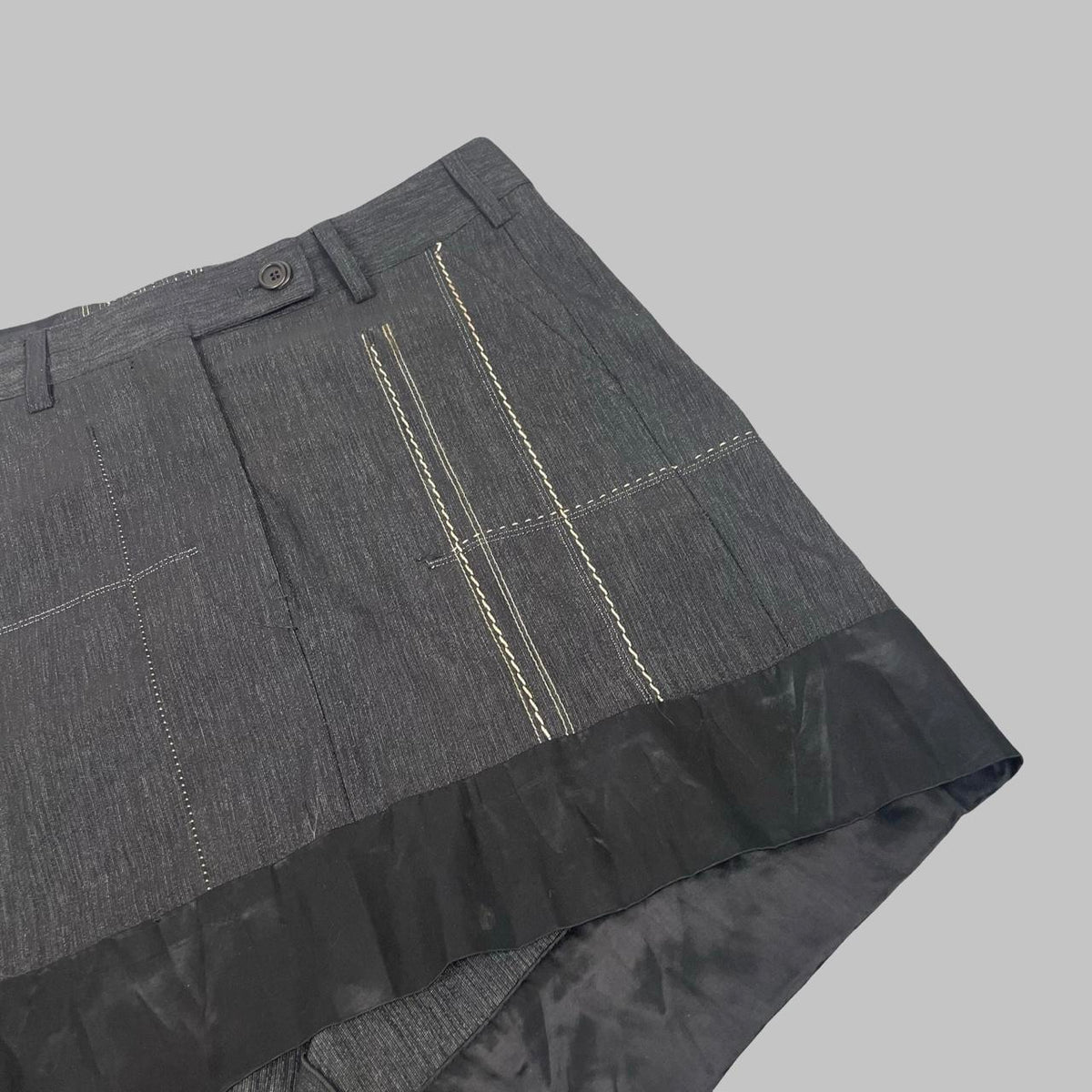 Marithé François Girbaud charcoal bi-material mini skirt. — photo 2