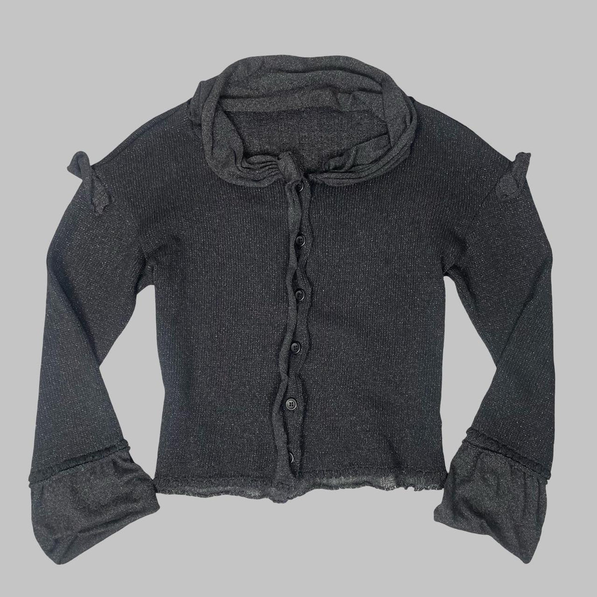 Vintage French dark grey & silver knit cardigan. — photo 1
