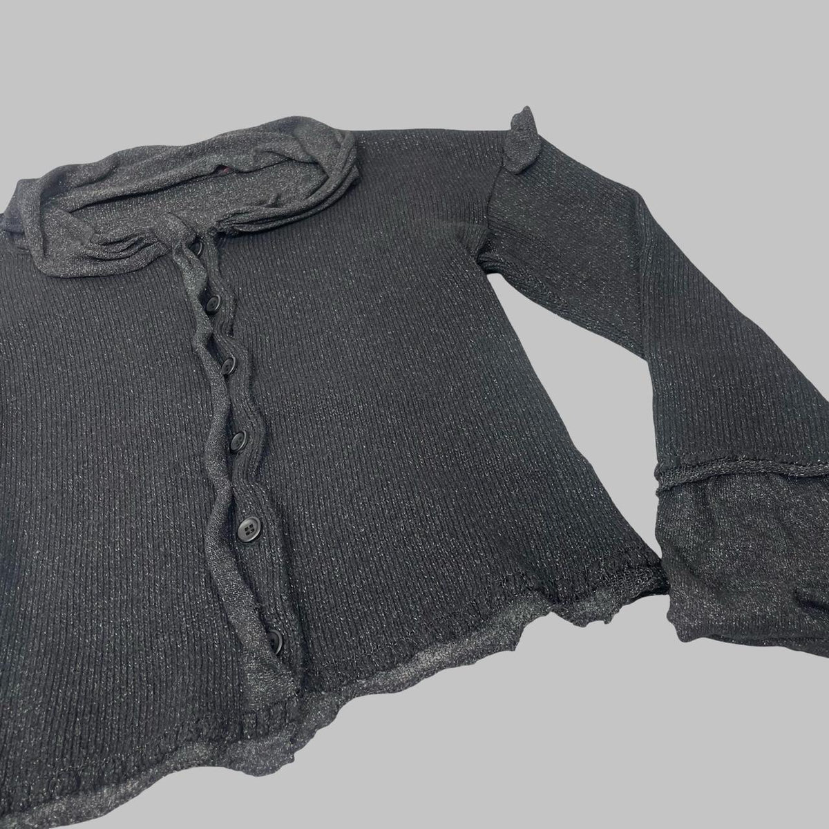 Vintage French dark grey & silver knit cardigan. — photo 2