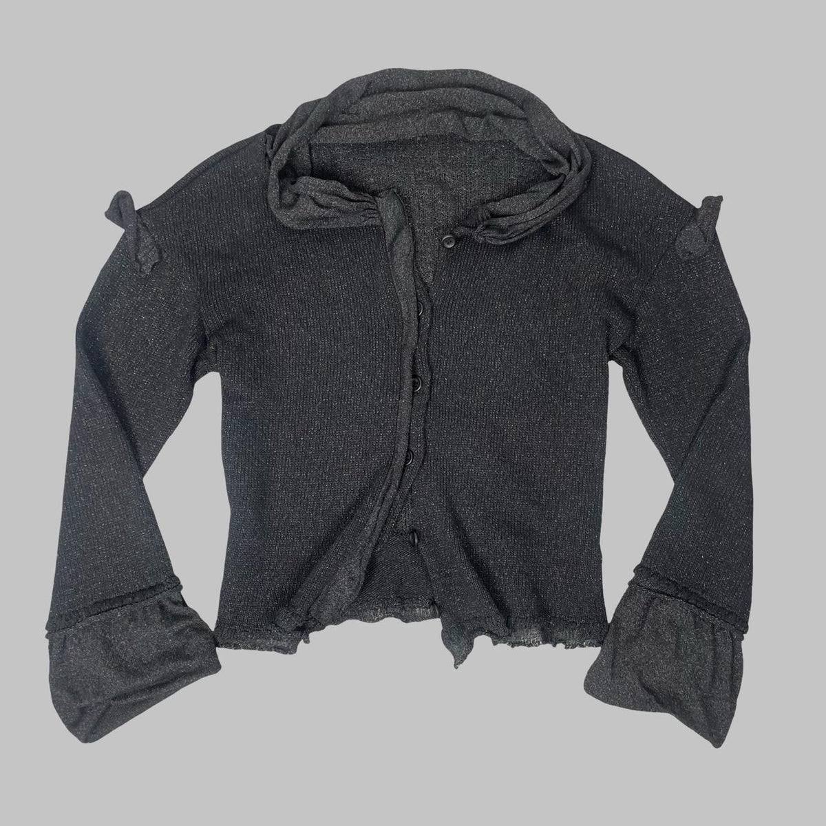 Vintage French dark grey & silver knit cardigan. — photo 3
