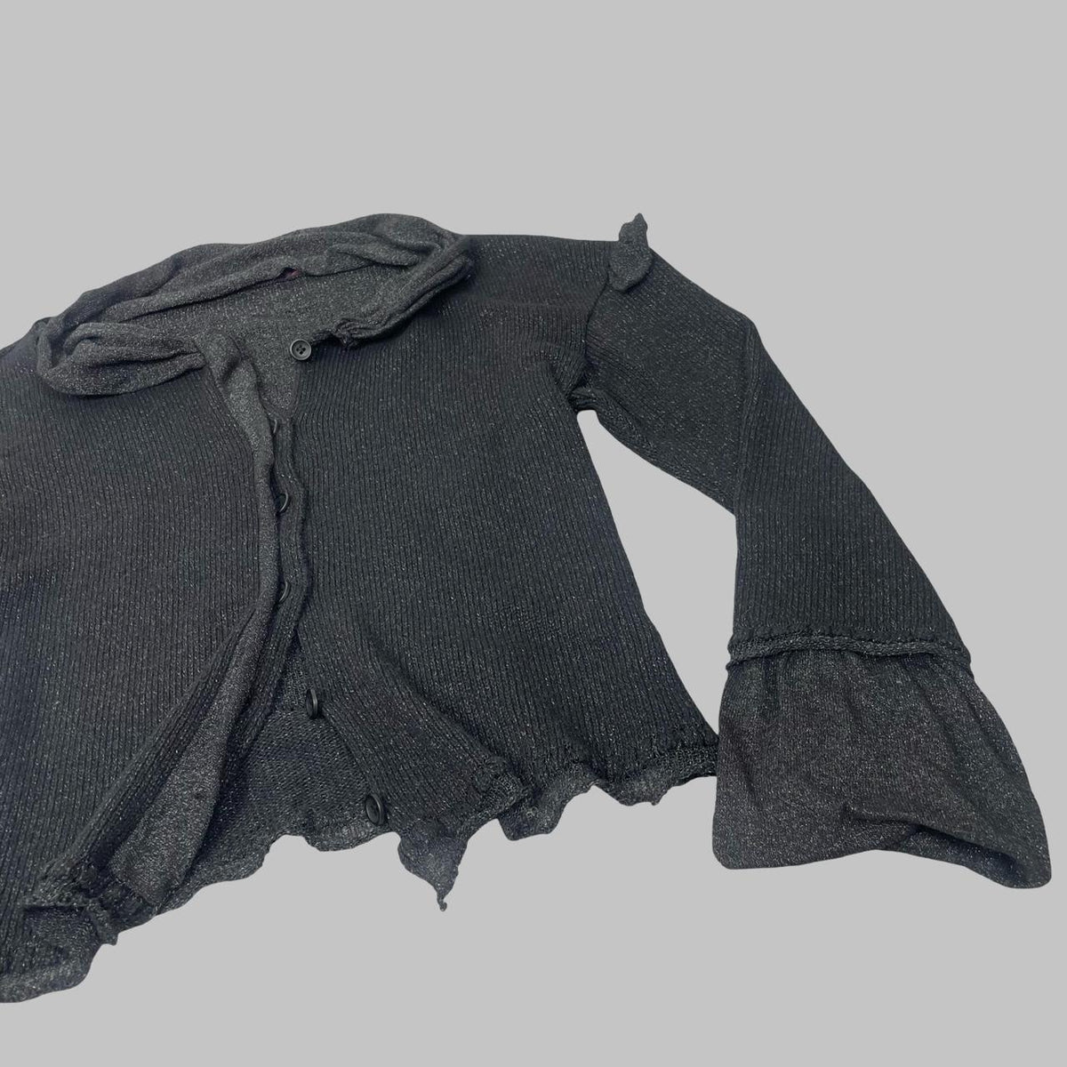 Vintage French dark grey & silver knit cardigan. — photo 4